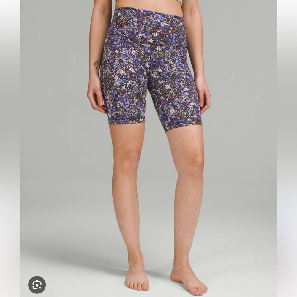 lululemon athletica Purple Multi Floral Bike Shorts